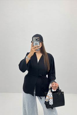 شومیز جلو باز کمردوبندی