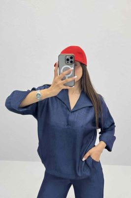 ست شومیز و شلوار تنسل جین مدل پریم