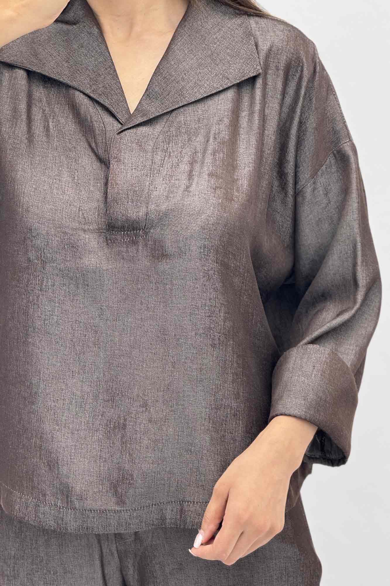 ست شومیز و شلوار تنسل جین مدل پریم