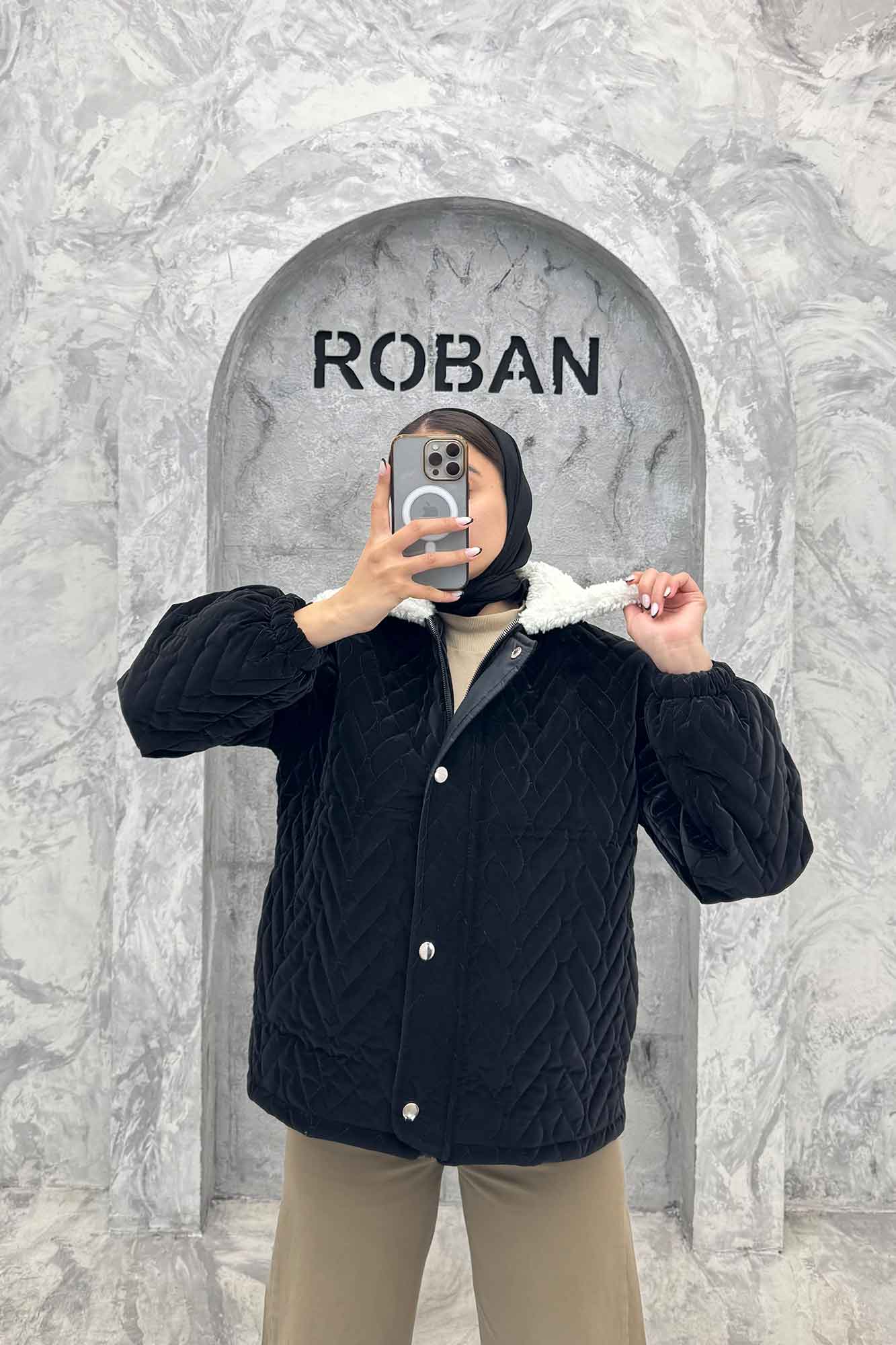 کاپشن سیلکونی یقه تدی