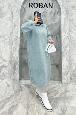 مانتو بلند تدی کلاهدار