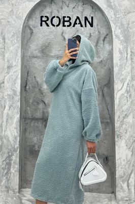 مانتو بلند تدی کلاهدار