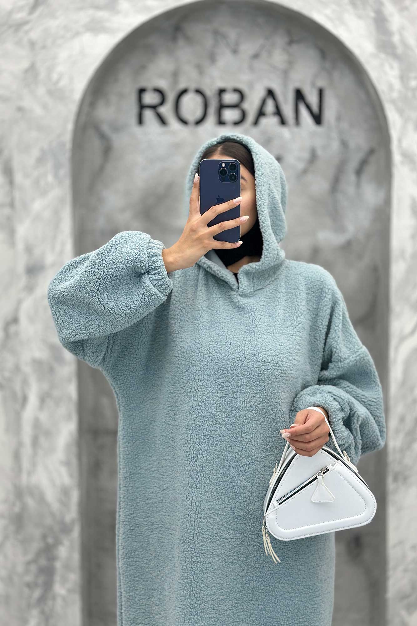 مانتو بلند تدی کلاهدار