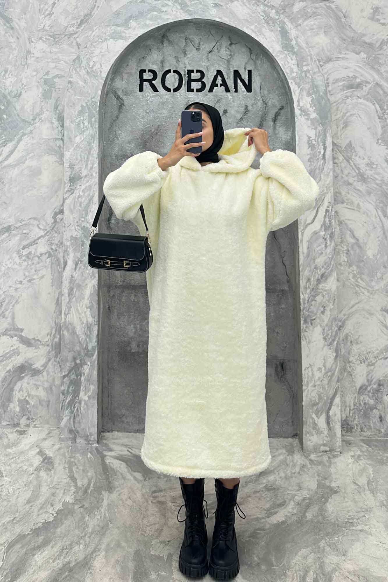 مانتو بلند تدی کلاهدار