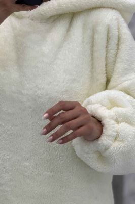 مانتو بلند تدی کلاهدار