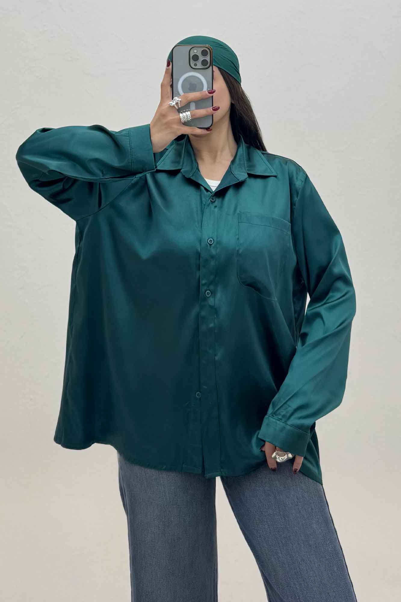 شومیز ساتن تک جیب