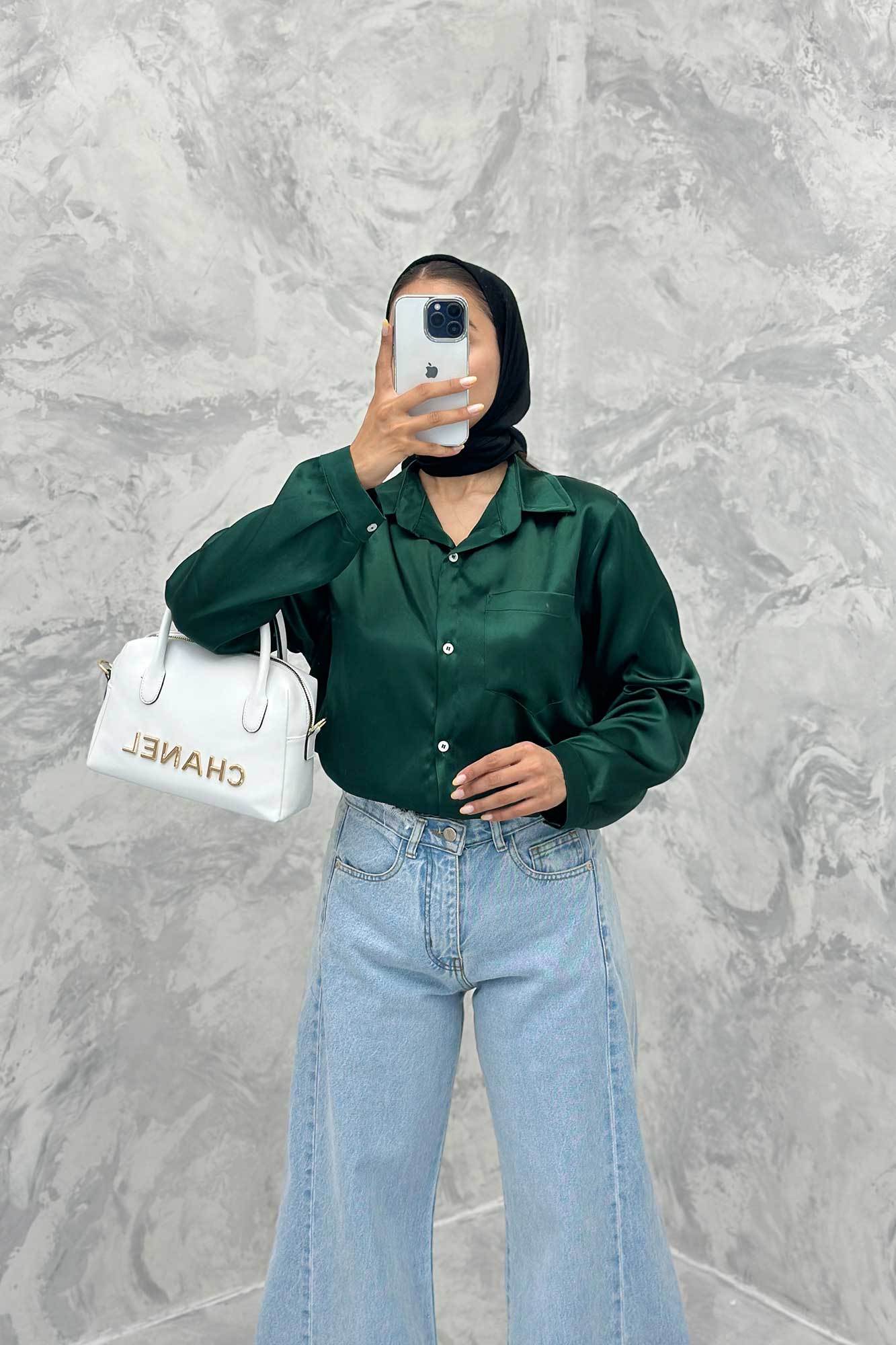 شومیز ساتن تک جیب