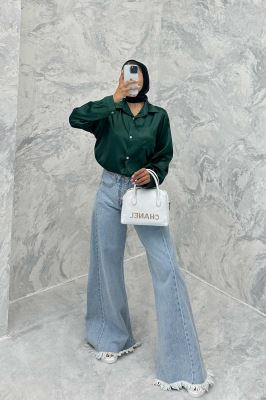 شومیز ساتن تک جیب