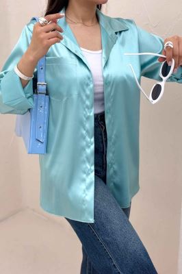 شومیز ساتن تک جیب