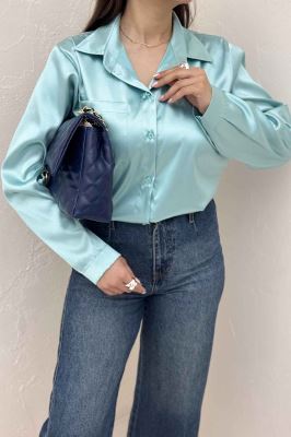 شومیز ساتن تک جیب