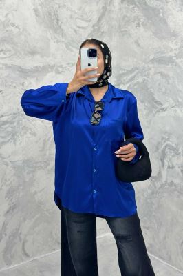 شومیز ساتن تک جیب