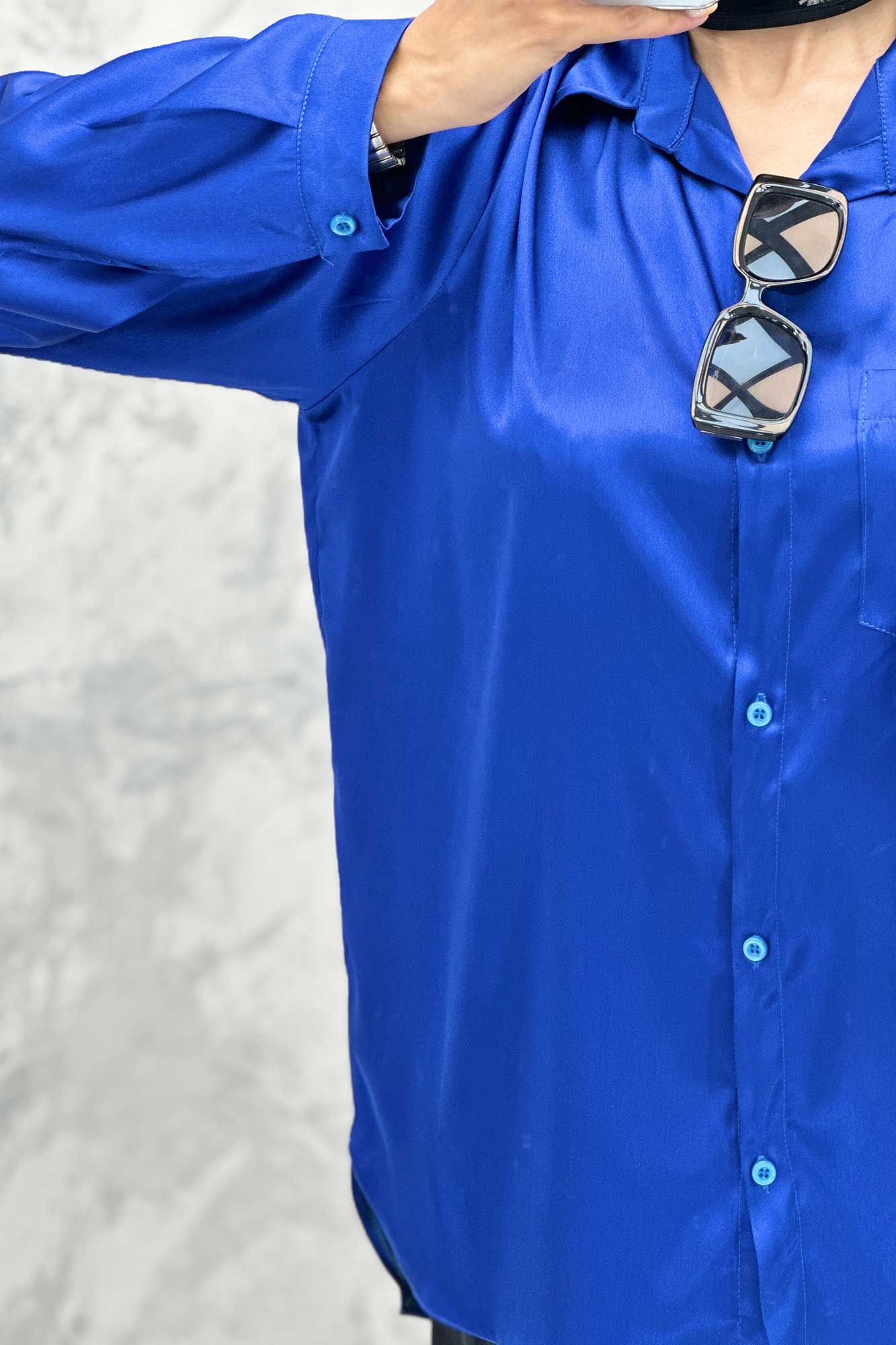 شومیز ساتن تک جیب