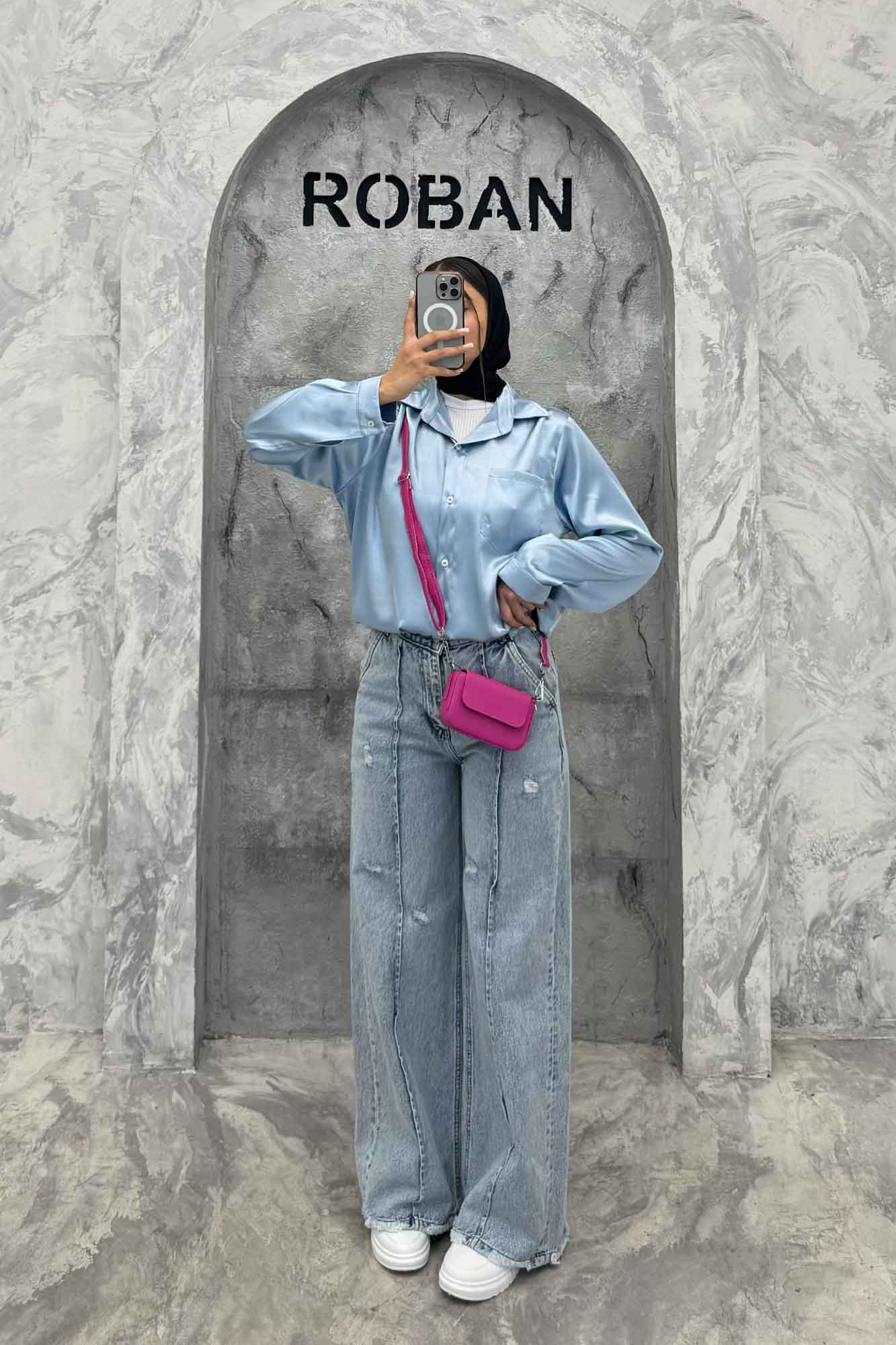 شومیز ساتن تک جیب