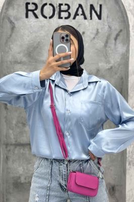 شومیز ساتن تک جیب