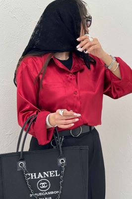 شومیز ساتن تک جیب