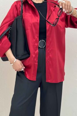 شومیز ساتن تک جیب