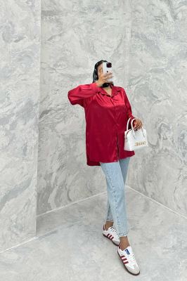 شومیز ساتن تک جیب