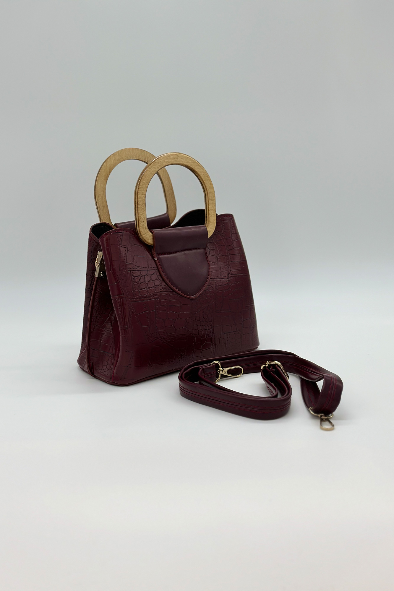 کیف دسته چوبی سه خانه 1248