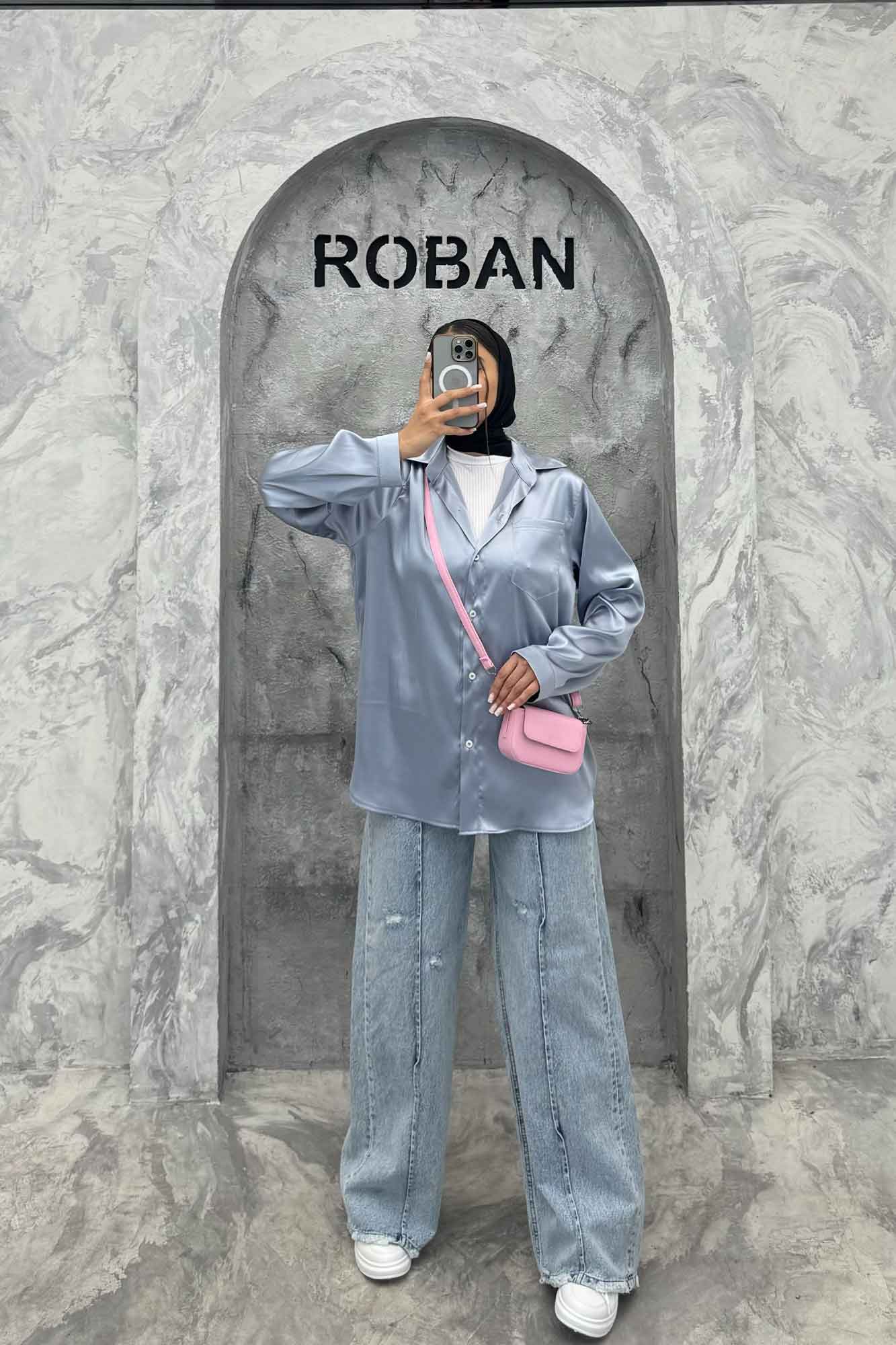 شومیز ساتن تک جیب