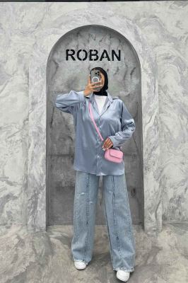 شومیز ساتن تک جیب