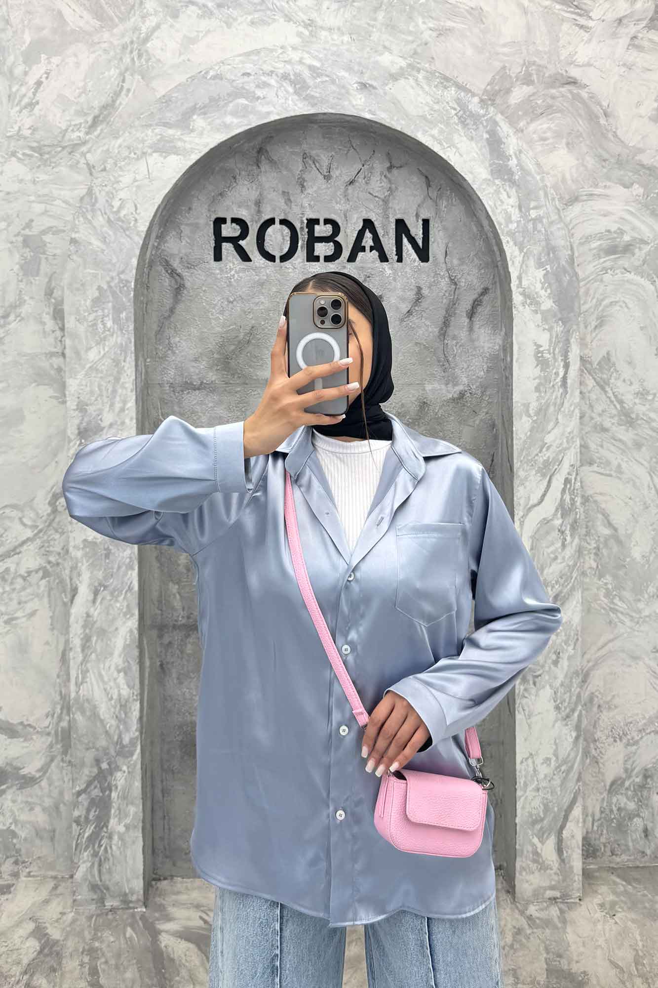 شومیز ساتن تک جیب