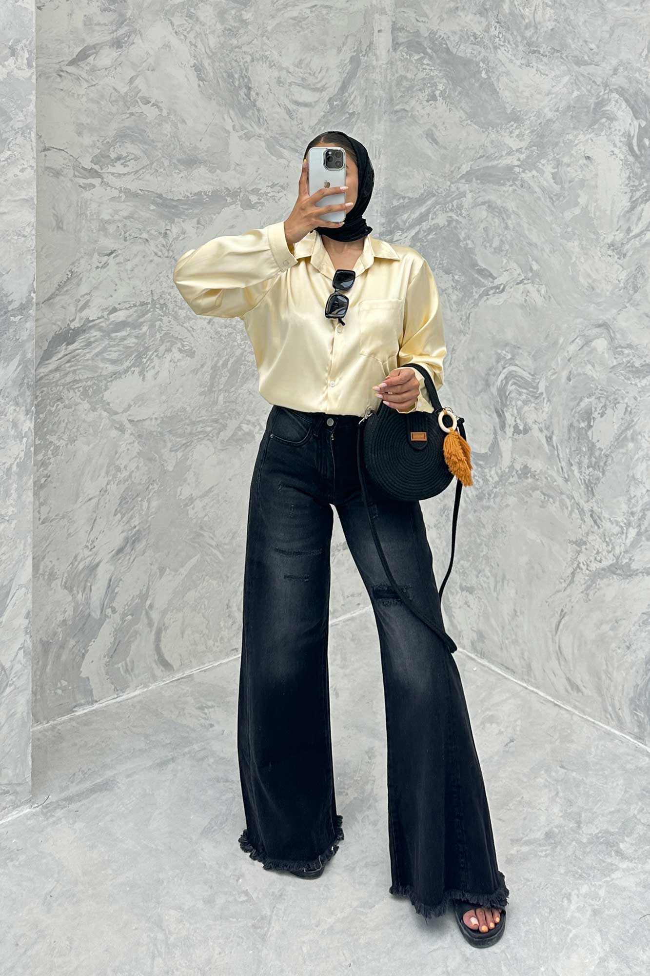 شومیز ساتن تک جیب