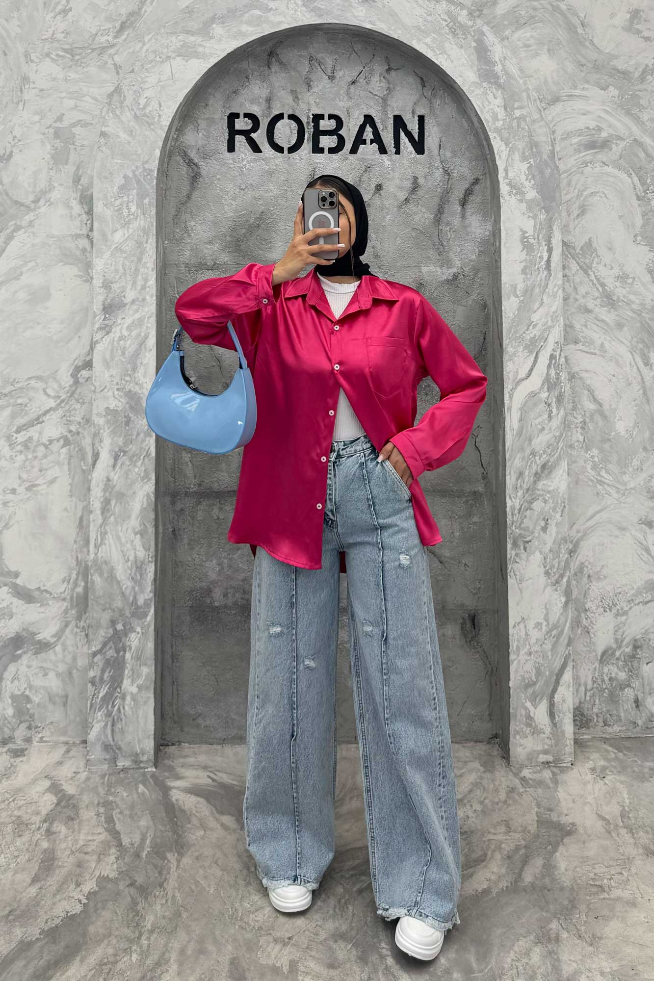 شومیز ساتن تک جیب