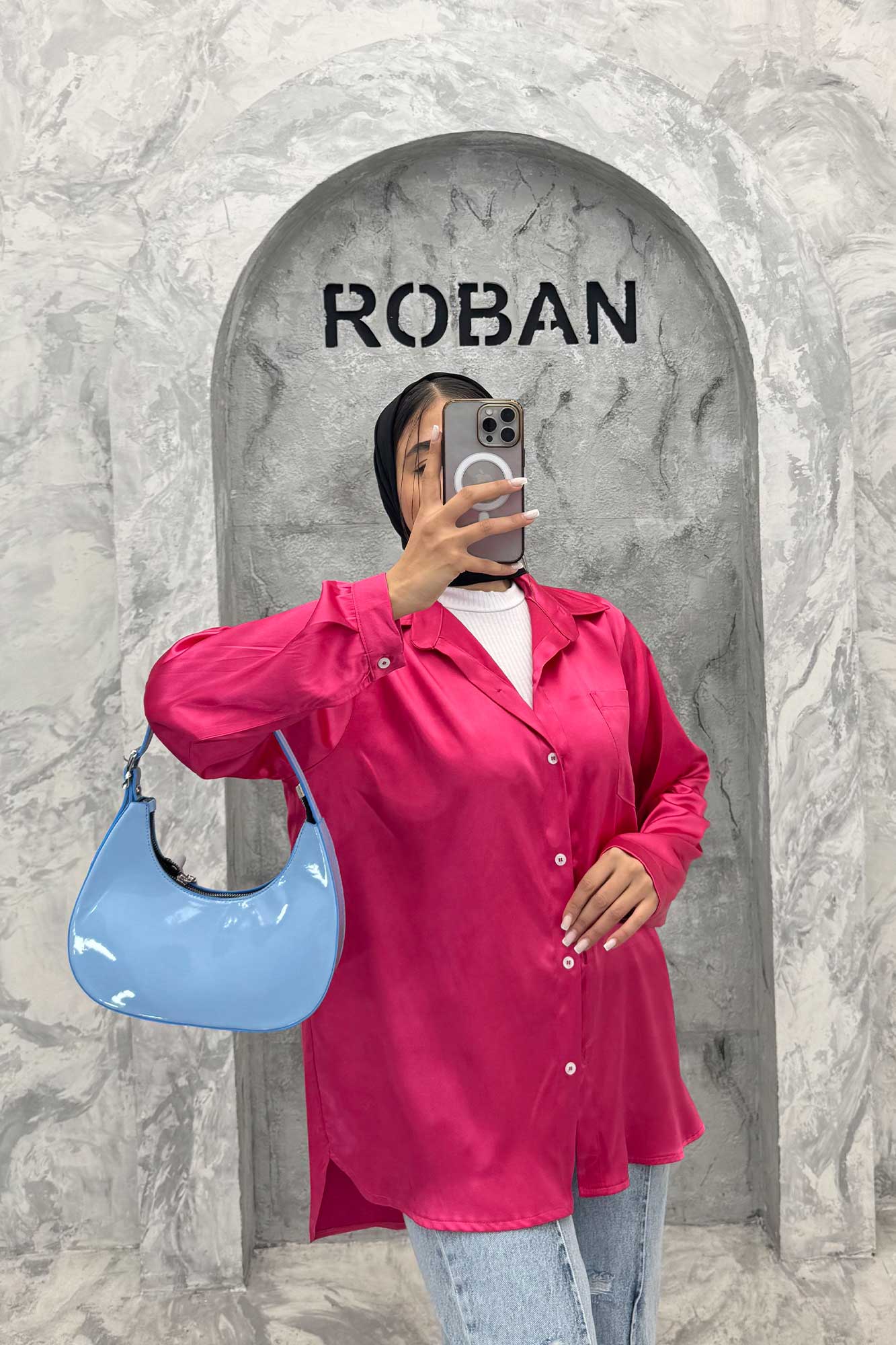 شومیز ساتن تک جیب