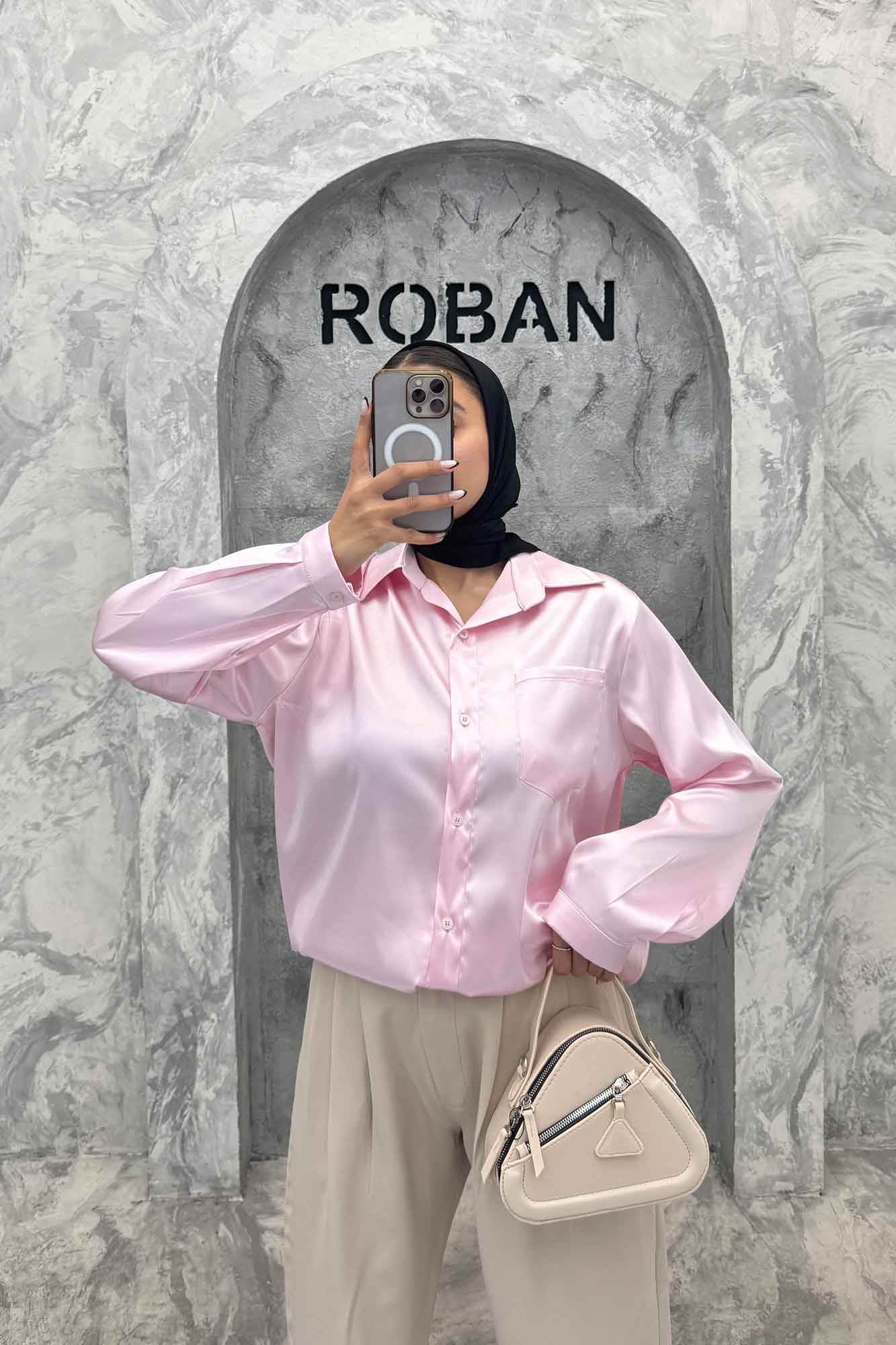 شومیز ساتن تک جیب