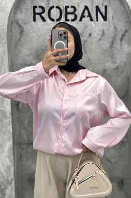 شومیز ساتن تک جیب