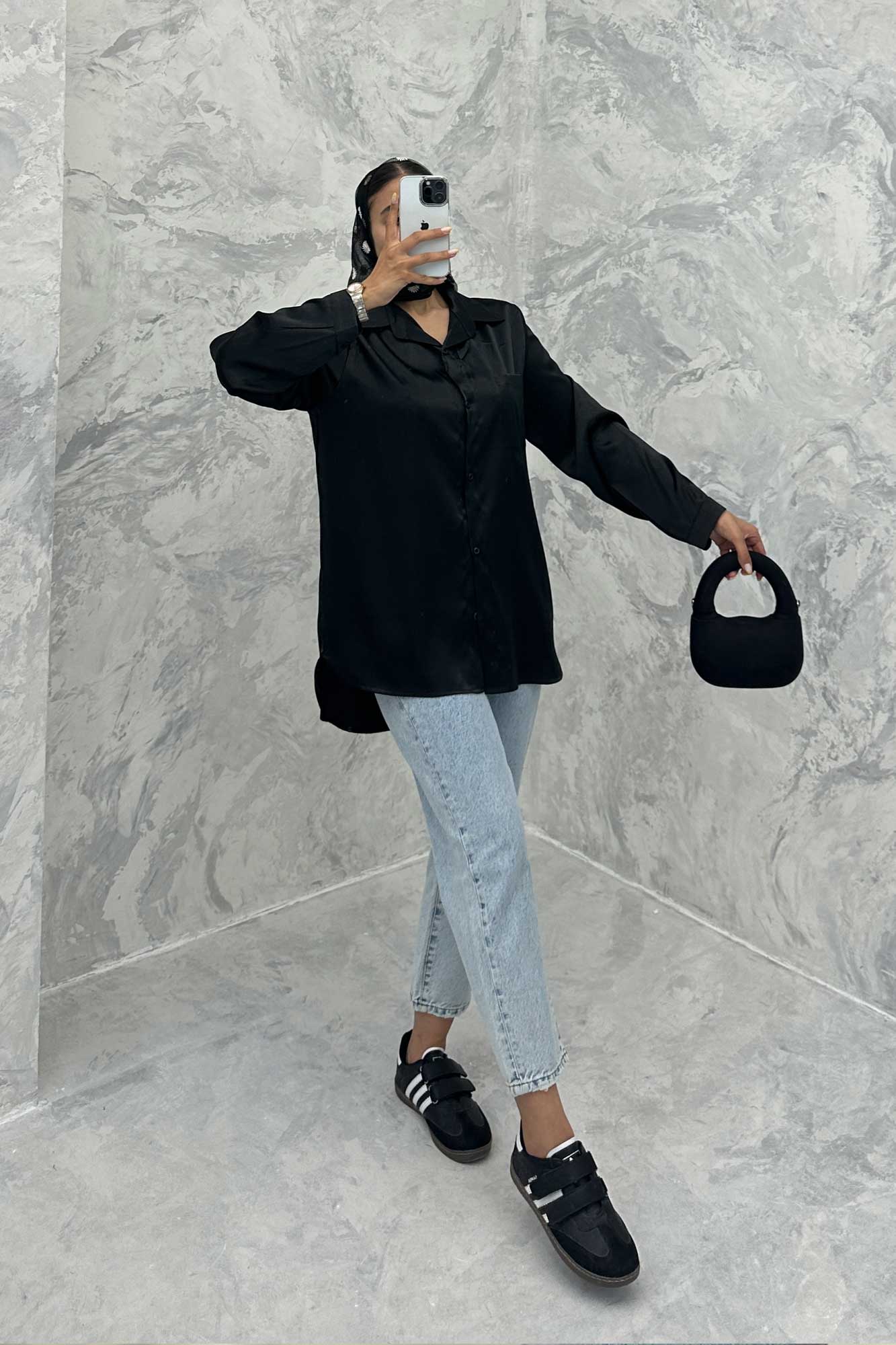 شومیز ساتن تک جیب