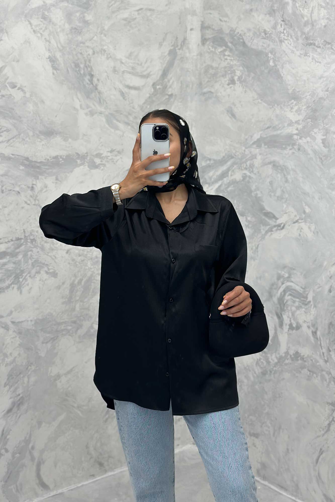 شومیز ساتن تک جیب